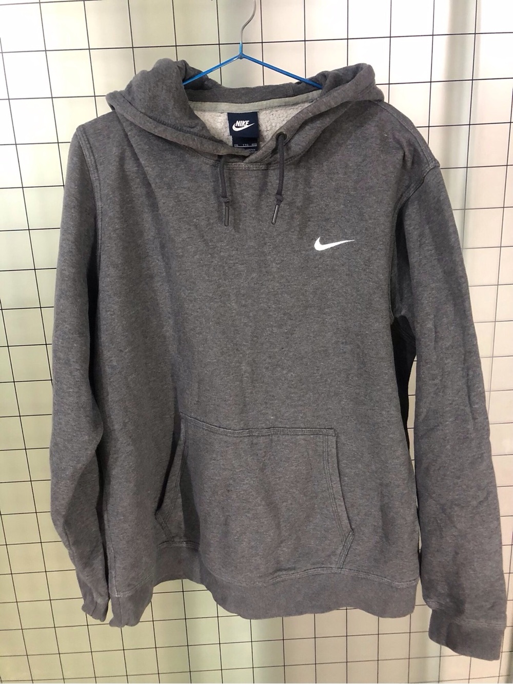 Nike Gray Men's Pullover Hoodie with White Swoosh